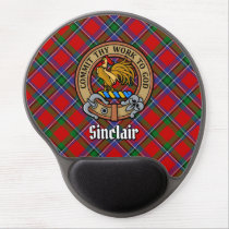 Clan Sinclair Crest over Red Tartan Gel Mouse Pad