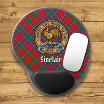 Clan Sinclair Crest over Red Tartan Gel Mouse Pad