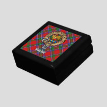 Clan Sinclair Crest over Red Tartan Gift Box