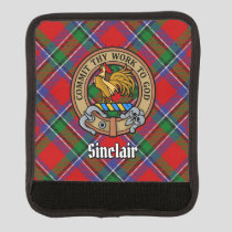Clan Sinclair Crest over Red Tartan Luggage Handle Wrap