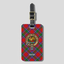 Clan Sinclair Crest over Red Tartan Luggage Tag