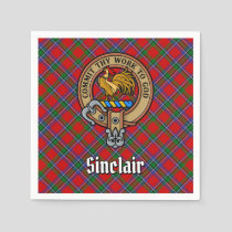Clan Sinclair Crest over Red Tartan Napkins