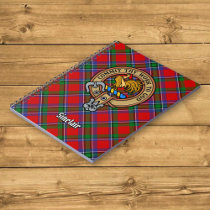 Clan Sinclair Crest over Red Tartan Notebook