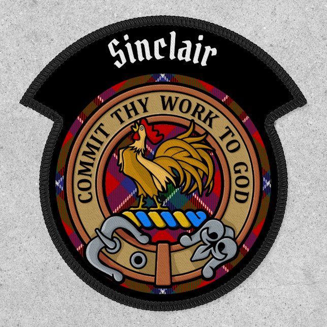 Clan Sinclair Crest over Red Tartan Patch (Front)