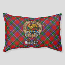 Clan Sinclair Crest over Red Tartan Pet Bed