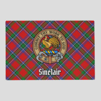 Clan Sinclair Crest over Red Tartan Placemat