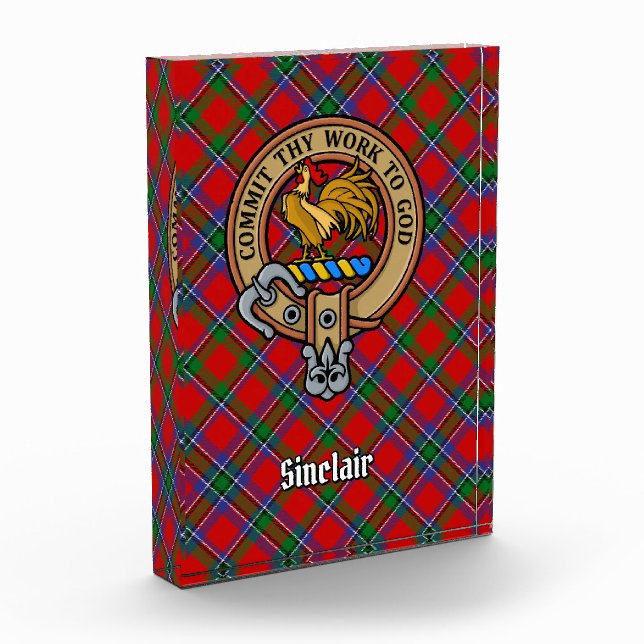 Clan Sinclair Crest over Tartan Acrylic Award (Left)