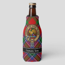 Clan Sinclair Crest over Tartan Bottle Cooler