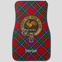Clan Sinclair Crest over Tartan Car Floor Mat