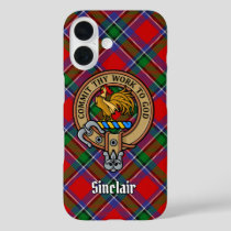 Clan Sinclair Crest over Tartan iPhone 16 Case