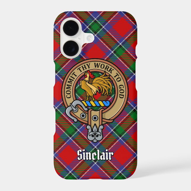 Clan Sinclair Crest over Tartan Case-Mate iPhone Case (Back)