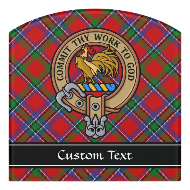 Clan Sinclair Crest over Tartan Door Sign (Contour Front)