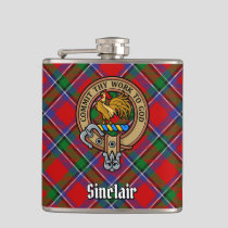 Clan Sinclair Crest over Tartan Flask