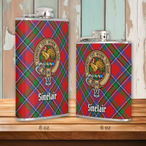 Clan Sinclair Crest over Tartan Flask