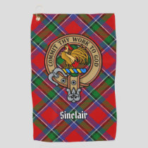 Clan Sinclair Crest over Tartan Golf Towel