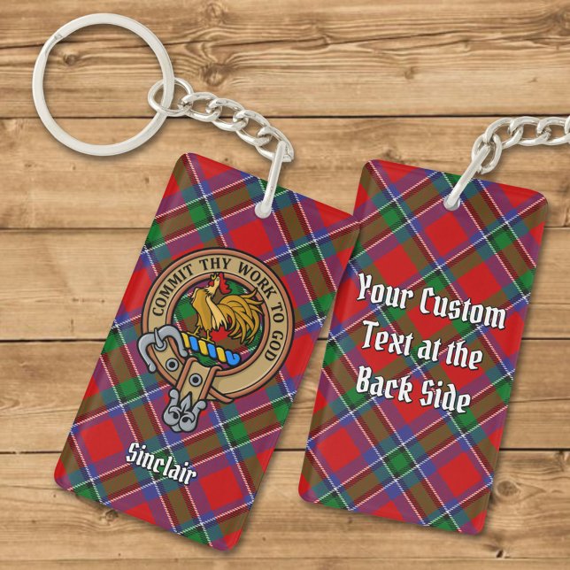 Clan Sinclair Crest over Tartan Keychain (Creator Uploaded)