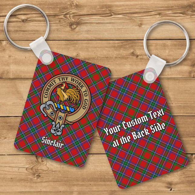 Clan Sinclair Crest over Tartan Keychain (Creator Uploaded)