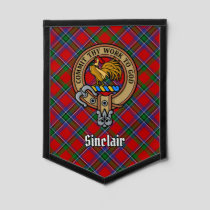 Clan Sinclair Crest over Tartan Pennant