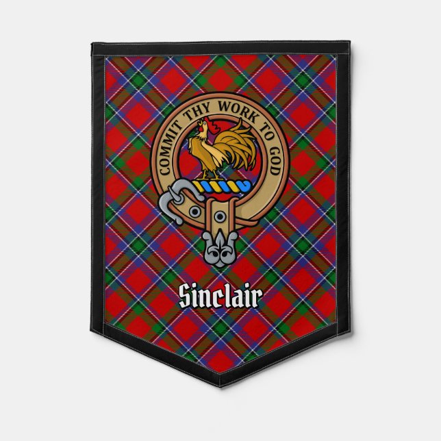 Clan Sinclair Crest over Tartan Pennant (Front)