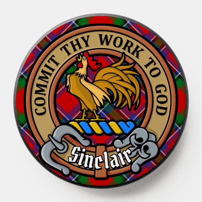 Clan Sinclair Crest over Tartan PopSocket (Popsocket)