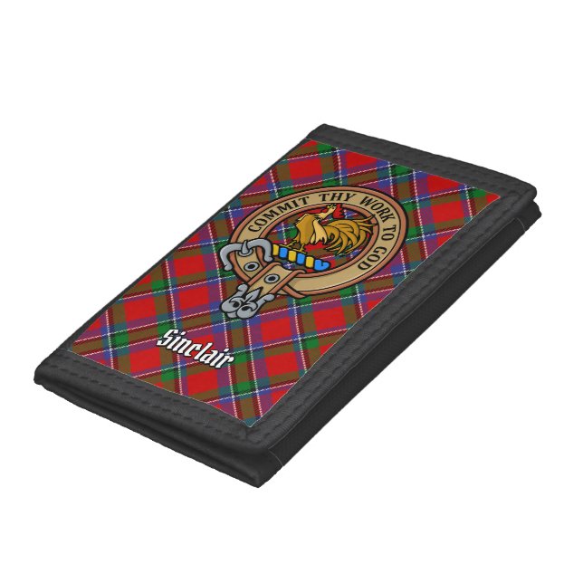 Clan Sinclair Crest over Tartan Trifold Wallet (Bottom)