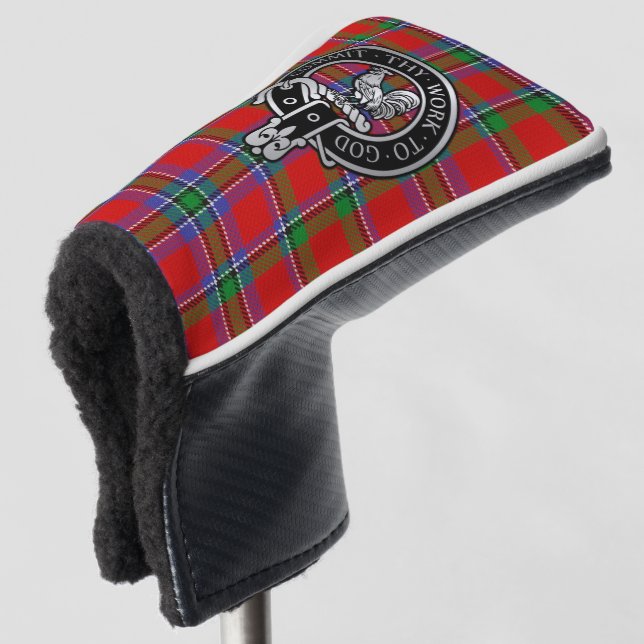 Clan Sinclair Crest & Tartan Golf Head Cover (3/4 Front)