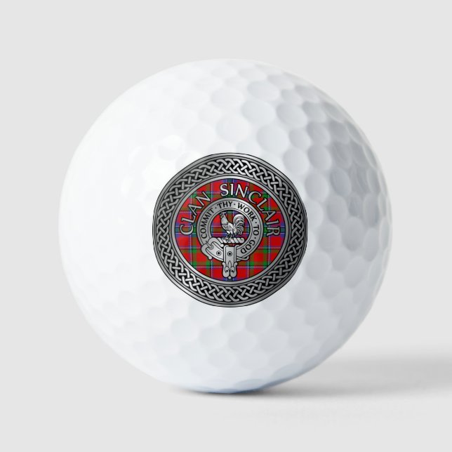 Clan Sinclair Crest & Tartan Knot Golf Balls (Front)
