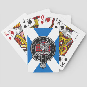 Clan Sinclair Crest & Tartan on Saltire Bicycle Pl Poker Cards