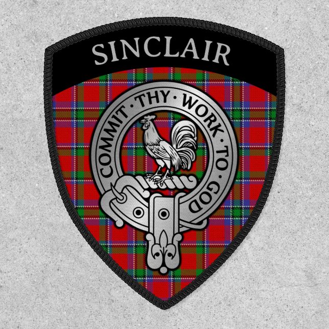 Clan Sinclair Crest & Tartan Shield Patch (Front)
