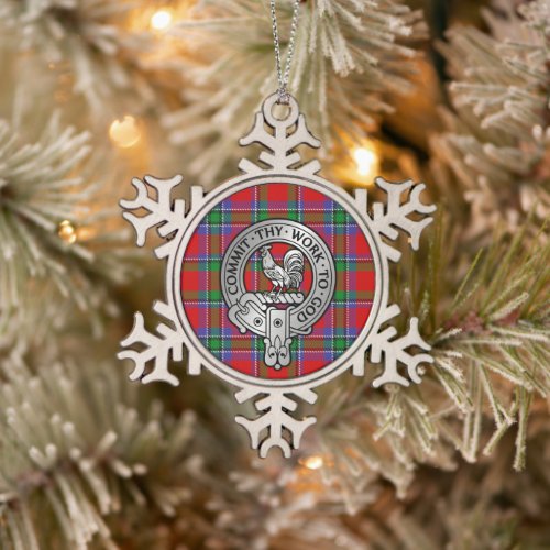 Clan Sinclair Crest  Tartan Snowflake Pewter Christmas Ornament