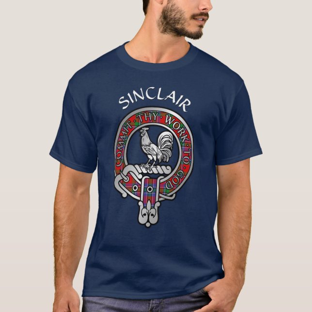 Clan Sinclair Crest & Tartan T-Shirt (Front)