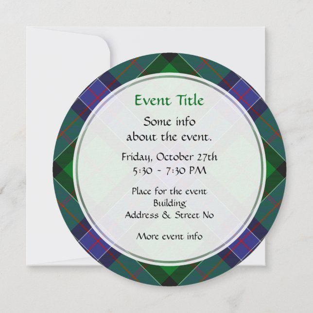 Clan Sinclair Hunting Tartan Invitation (Back)
