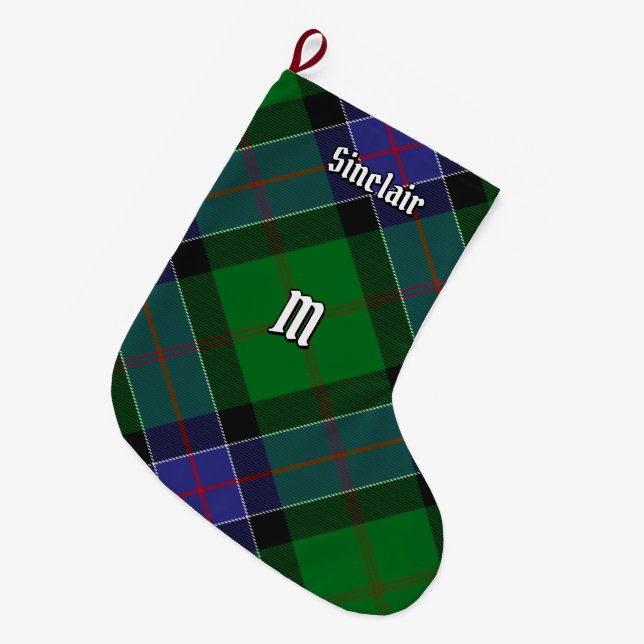 Clan Sinclair Hunting Tartan Large Christmas Stocking (Front (Hanging))