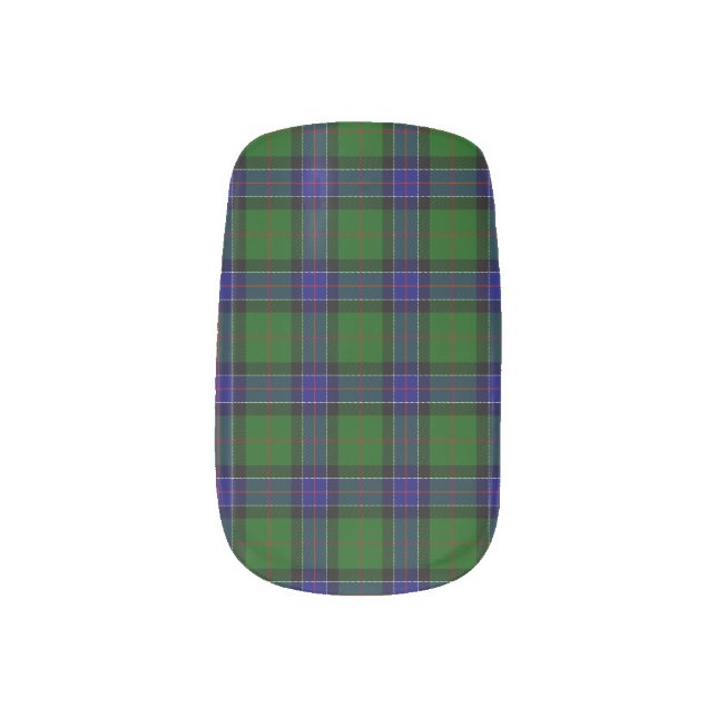Clan Sinclair Tartan Pattern Minx Nail Art (Left Thumb)