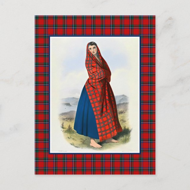 Clan Sinclair Vintage Illustration Tartan Frame Postcard (Front)