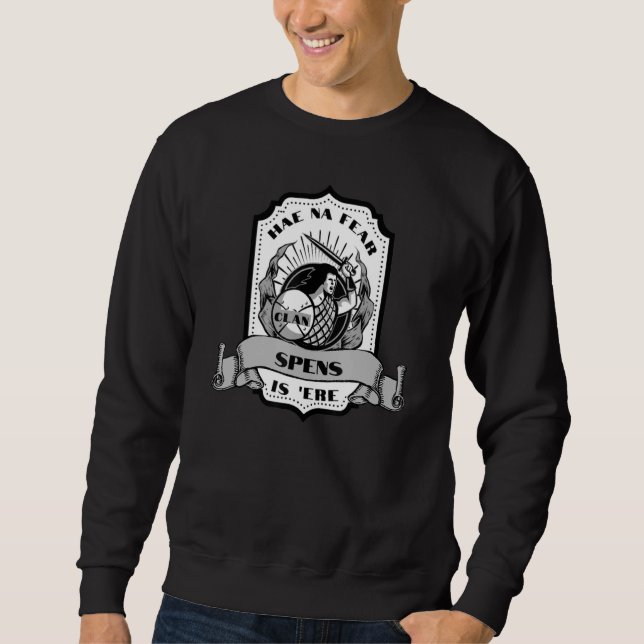 Clan Spens Swordsman Scottish Badge Highland Games Sweatshirt (Front)