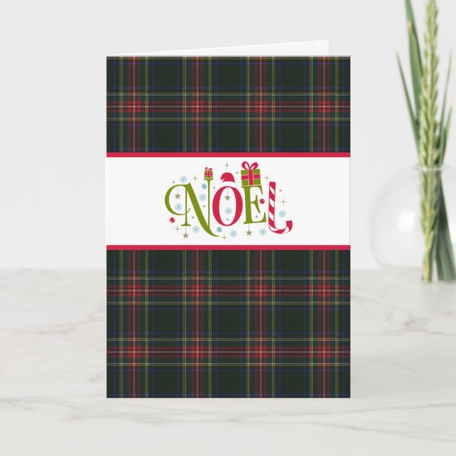Clan Stewart Black Tartan Holiday Card (Front)