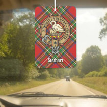 Clan Stewart Crest over Royal Tartan Air Freshener