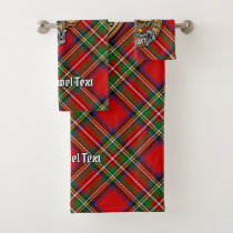 Clan Stewart Crest over Royal Tartan Bath Towel Set