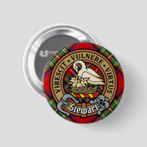 Clan Stewart Crest over Royal Tartan Button