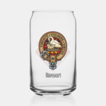 Clan Stewart Crest over Royal Tartan Can Glass