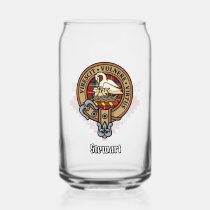 Clan Stewart Crest over Royal Tartan Can Glass