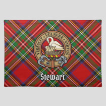 Clan Stewart Crest over Royal Tartan Cloth Placemat