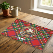Clan Stewart Crest over Royal Tartan Cloth Placemat
