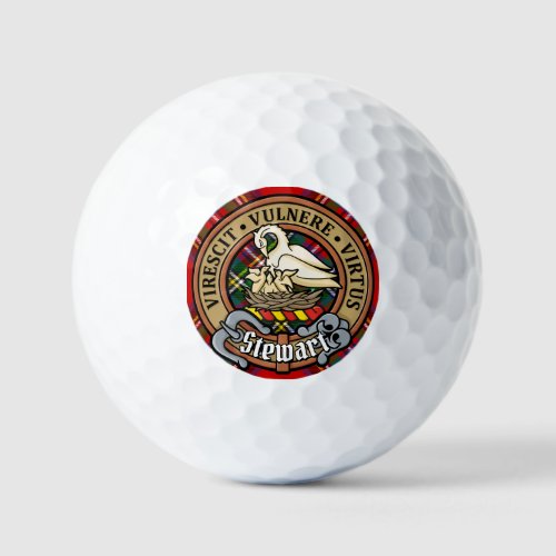Clan Stewart Crest over Royal Tartan Golf Balls