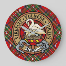 Clan Stewart Crest over Royal Tartan Large Clock