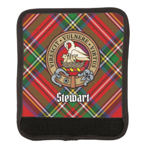 Clan Stewart Crest over Royal Tartan Luggage Handle Wrap
