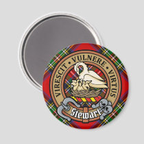Clan Stewart Crest over Royal Tartan Magnet