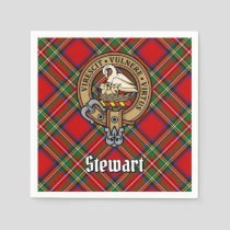 Clan Stewart Crest over Royal Tartan Napkins