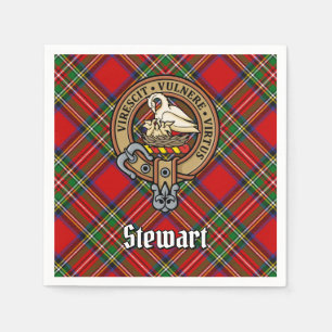 Clan Stewart Crest over Royal Tartan Napkins